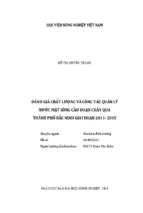đánh giá chất lượng và công tác quản lý nước mặt sông cầu đoạn chảy qua thành phố bắc ninh giai đoạn 2011  2015