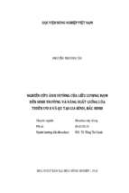 Nghiên cứu ảnh hưởng của liều lượng đạm đến sinh trưởng và năng suất giống lúa thiên ưu 8 và q5 tại gia bình, bắc ninh