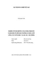 Nghiên cứu ảnh hưởng của lượng phân bón và mật độ cấy đến sinh trưởng và năng suất giống lúa thuần đh11 tại an lão – hải phòng