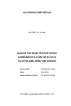 đánh giá tình trạng dễ bị tổn thương do biến đổi khí hậu đến sản xuất lúa tại huyện nghĩa hưng, tỉnh nam định