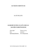 So sánh một số giống lúa chất lượng cao tại huyện lý nhân tỉnh hà nam