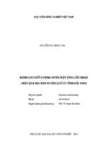 đánh giá chất lượng nước mặt sông cầu đoạn chảy qua địa bàn huyện quế võ tỉnh bắc ninh