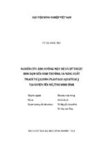 Nghiên cứu ảnh hưởng mật độ và kỹ thuật bón đạm đến sinh trưởng và năng suất trạch tả (alisma plantago aquatical.) tại huyện yên mô,tỉnh ninh bình