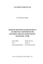 Nghiên cứu ảnh hưởng của phân bón hữu cơ lục thần nông và chế phẩm d409 đến sinh trưởng, năng suất lúa bắc thơm số 7 tại thanh oai – hà nội