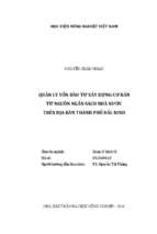 Quản lý vốn đầu tư xây dựng cơ bản từ nguồn ngân sách nhà nước trên địa bàn thành phố bắc ninh