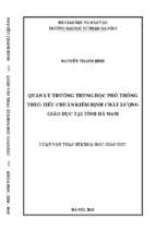 Quản lý trường trung học phổ thông theo tiêu chuẩn kiểm định chất lượng giáo dục tại tỉnh hà nam