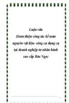 Hoàn thiện công tác kế toán nguyên vật liệu  công cụ dụng cụ tại doanh nghiệp tư nhân bánh cao cấp bảo ngọc