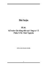 Kế toán vốn bằng tiền tại công ty cổ phần xuất nhập khẩu thái nguyên