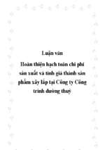 Hoàn thiện hạch toán chi phí sản xuất và tính giá thành sản phẩm xây lắp tại công ty công trình đường thuỷ