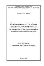 Luận văn thạc sỹ đổi mới hoạt động của các tổ chức khoa học và công nghệ công lập theo xu hướng tự trị trong khoa học