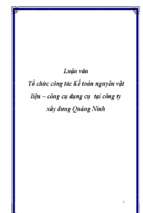 Tổ chức công tác kế toán nguyên vật liệu – công cụ dụng cụ tại công ty xây dưng quảng ninh