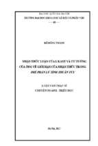 Luận văn thạc sỹ nhận thức luận của i. kant và tư tưởng của ông về giới hạn của nhận thức trong phê phán lý tính thuần túy