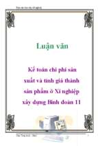 Văn kế toán chi phí sản xuất và tính giá thành sản phẩm tại xí nghiệp xây dựng binh đoàn 11