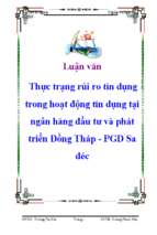 Thực trạng rủi ro tín dụng trong hoạt động tín dụng tại ngân hàng đầu tư và phát triển đồng tháp   pgd sa đéc