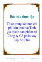 Thực trạng kế toán chi phí sản xuất và tính giá thành sản phẩm tại công ty cổ phần xây lắp an phú