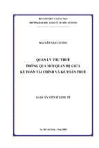 Quản lý thu thuế thông qua mối quan hệ giữa kế toán tài chính và kế toán thuế