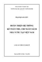 Hoàn thiện hệ thống kế toán thu, chi ngân sách nhà nước tại việt nam