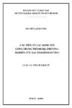 Các tiền tố tác động tới lòng trung thành địa phương nghiên cứu tại tỉnh bình dương