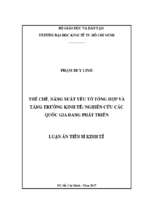 Thể chế, năng suất các yếu tố tổng hợp và tăng trưởng kinh tế nghiên cứu các quốc gia đang phát triển