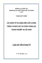 Các nhân tố tác động đến chất lượng thông tin báo cáo tài chính trong các doanh nghiệp tại việt nam