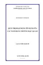 Quản trị hoạt động tín dụng của các ngân hàng thương mại tại lào