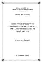 Nghiên cứu hành vi của nhà quản trị trong việc ra quyết định tài chính đối với các doanh nghiệp việt nam