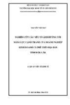 Nghiên cứu các yếu tố ảnh hưởng tới năng lực cạnh tranh của doanh nghiệp kinh doanh cà phê trên địa bàn tỉnh đắk lắk