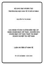 Các nhân tố ảnh hưởng đến việc áp dụng chuẩn mực kế toán – nghiên cứu chuẩn mực kế toán thuế thu nhập doanh nghiệp tại việt nam