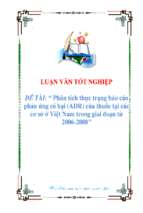 Luận văn Phân tích thực trạng báo cáo phản ứng có hại (ADR) của thuốc tại các cơ sở ở Việt Nam trong giai đoạn từ 2006 - 2008