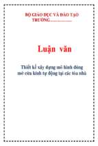 Luận văn Thiết kế xây dựng mô hình đóng mở cửa kính tự động tại các tòa nhà