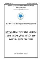 Đề tài Phân tích kinh nghiệm kinh doanh quốc tế của tập đoàn đa quốc gia Pepsi