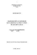 Luận văn Hoạch định chiến lược kinh doanh dịch vụ khách sạn tại công ty cổ phần du lịch - Dịch vụ Hội An