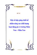 Một số biện pháp thiết kế nhằm nâng cao chất lượng hoạt động góc ở trường Mầm Non – Mầm Non