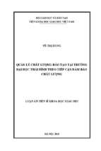 Quản lý chất lượng đào tạo tại trường đại học thái bình theo tiếp cận đảm bảo chất lượng