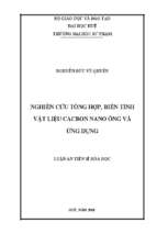 Nghiên cứu tổng hợp, biến tính vật liệu cacbon nano ống và ứng dụng