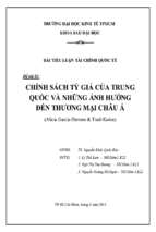 Tiểu luận Chính sách tỷ giá của trung quốc và những ảnh hưởng đến thương mại Châu Á