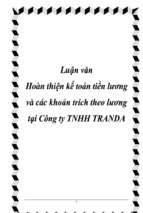 Luận văn Hoàn thiện kế toán tiền lương và các khoản trích theo lương ở Công ty TNHH TRANDA