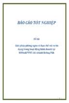 Giải pháp phòng ngừa và hạn chế rủi ro tín dụng trong hoạt động kinh doanh tại ngân hàng nông nghiệp và phát triển nông thôn chi nhánh Krông Păk