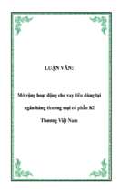 Luận văn Mở rộng hoạt động cho vay tiêu dùng tại ngân hàng thương mại cổ phần Kĩ Thương Việt Nam