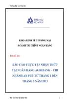 Báo cáo Thực tập nhận thức tại ngân hàng Agribank – Chi nhánh An Phú từ tháng 1 đến tháng 3 năm 2013