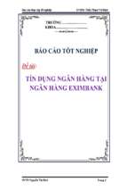 Đề tài Tín dụng ngân hàng tại ngân hàng eximbank