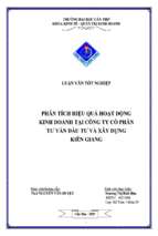 Luận văn Phân tích hiệu quả hoạt động kinh doanh tại công ty cổ phần tư vấn đầu tư và xây dựng Kiên Giang
