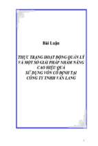 Đề tài Thực trạng hoạt động quản lý và một số giải pháp nhằm nâng cao hiệu quả sử dụng vốn cố định tại công ty TNHH Văn Lang