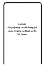 Luận văn Giải pháp nâng cao chất lượng dịch vụ tiệc lưu động của khách sạn Hà Nội Daewoo