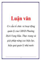 Cơ cấu tổ chức và hoạt động quản lý của UBND Phường Dịch Vọng Hậu - Thực trạng và giải pháp nâng cao hiệu lực, hiệu quả quản lý nhà nước