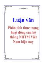 Luận văn Phân tích thực trạng hoạt động của hệ thống ngân hàng thương mại Việt Nam hiện nay