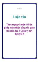 Luận văn Thực trạng và một số biện pháp hoàn thiện công tác quản trị nhân lực ở Công ty xây dựng số 9