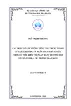 Các nhân tố ảnh hưởng đến lòng trung thành của khách hàng cá nhân đối với sản phẩm tiền gửi tiết kiệm tại ngân hàng thương mại cổ phần nam á, chi nhánh nha trang