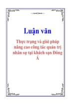 Luận văn Thực trạng và giải pháp nâng cao công tác quản trị nhân sự tại khách sạn Đông Á