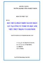 Đề tài Duy trì và phát triển nguồn nhân lực tại công ty TNHH tin học Anh Việt: Thực trạng và giải pháp